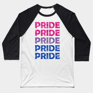Bisexual Pride Flag Colors Repeating Text Design Baseball T-Shirt